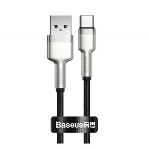 Cablu de date BASEUS CAFULE (USB - Type-C, 66W, încărcător rapid PD, 25cm, șiret) NEGRU