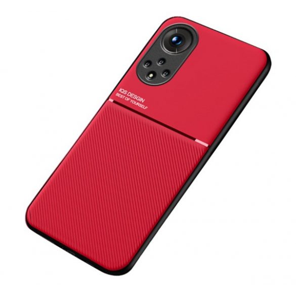 Protecție din plastic pentru telefon (ramă din silicon, rezistență medie la impact, placă metalică încorporată, spate cu efect de piele, model cu dungi) PIROS Huawei Nova 9, Honor 50