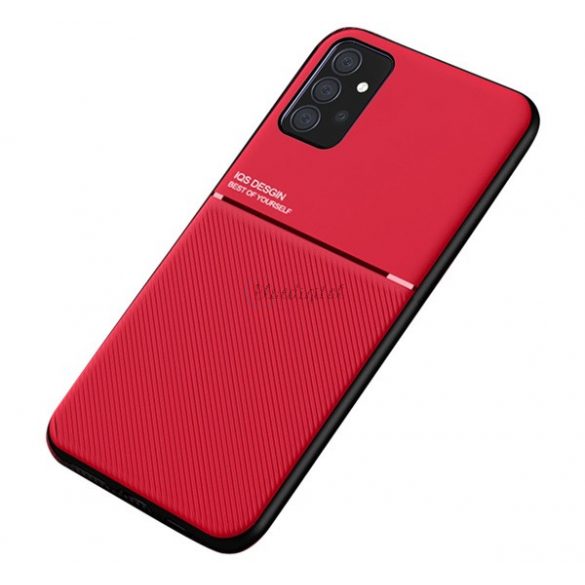 Protecție din plastic pentru telefon (cadru din silicon, rezistență medie la impact, placă metalică încorporată, spate cu efect de piele, model cu dungi) PIROS Samsung Galaxy A52s 5G (SM-A528), Samsung Galaxy A52 5G (SM-A526F),