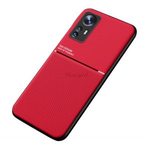 protecțiede telefon din plastic (cadru din silicon, rezistent la impact mediu, placă metalică încorporată, spate cu efect de piele, model cu dungi) PIROS Xiaomi 12 Pro