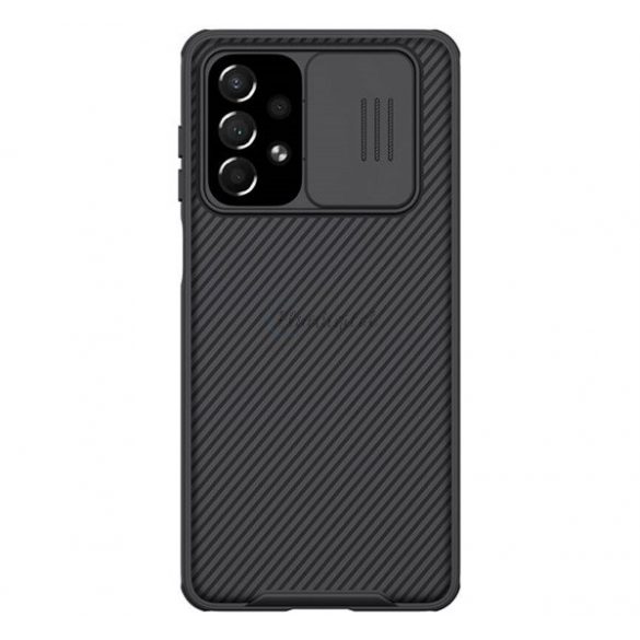 Protectie de telefon din plastic NILLKIN CAMSHIELD PRO (cadru din silicon, rezistenta medie la impact, protectie camera, model in dungi) NEGRU Samsung Galaxy A73