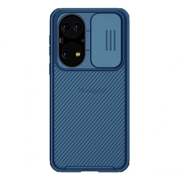 Protectie de telefon din plastic NILLKIN CAMSHIELD PRO (cadru din silicon, rezistenta medie la impact, protectie camera, model in dungi) ALBASTRU INCHIS Huawei P50