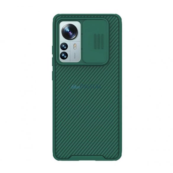 Protector de telefon din plastic NILLKIN CAMSHIELD PRO (cadru din silicon, rezistenta medie la impact, protectie camera, model in dungi) VERDE INCHIS Xiaomi 12 Pro