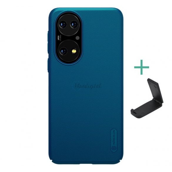 Protectie de telefon din plastic NILLKIN SUPER FROSTED (cauciucat, suprafata aspra + suport de masa) ALBASTRU INCHIS Huawei P50