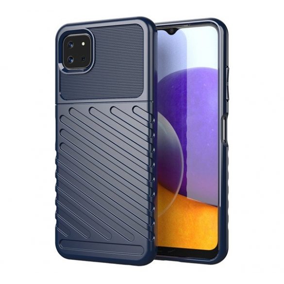 Protector de telefon din silicon (rezistent la impact mediu, cu dungi, model convex) ALBASTRU ÎNCHIS Samsung Galaxy A22 5G (SM-A226)