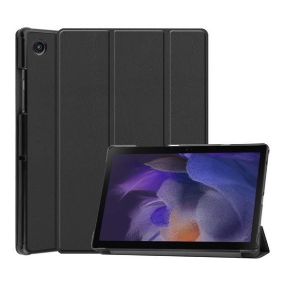 Husă stativă, efect piele (FLIP activ, deschidere laterală, funcție suport birou TRIFOLD) negru Samsung Galaxy Tab A8 10.5 LTE (2021) SM-X205, Samsung Galaxy Tab A8 10.5 WIFI (2021) SM-X200