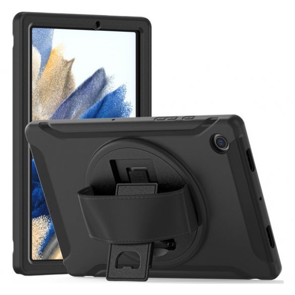 Protecție din plastic pentru telefon Defender (rezistentă la impact mediu, rotativă la 360° + curea de mână) negru Samsung Galaxy Tab A8 10.5 WIFI (2021) SM-X200, Samsung Galaxy Tab A8 10.5 LTE (2021)