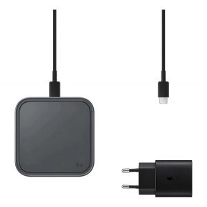 Incarcator de birou SAMSUNG (15W, incarcator rapid, wireless + incarcator de retea) NEGRU