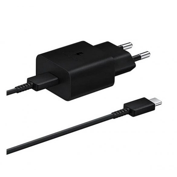 Încărcător SAMSUNG priză tip C (15W, încărcător rapid PD + cablu tip C) NEGRU