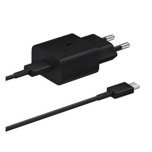 Încărcător de rețea SAMSUNG cu priză Type-C (45W, încărcător rapid PD + cablu Type-C, 180cm) NEGRU