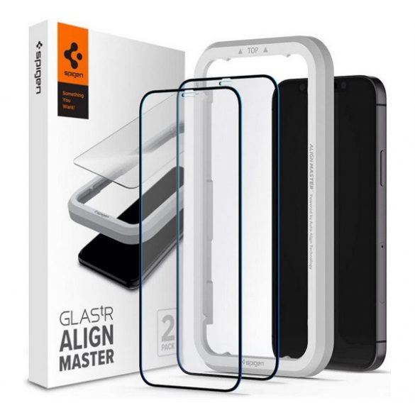 SPIGEN ALM FC sticlă de protecție pentru ecran 2 buc (2.5D, fără amprentă, rezistent la zgârieturi, 9H, ultra-subțire, evidențiere de culoare) NEGRU Apple iPhone 12 Pro, Apple iPhone 12