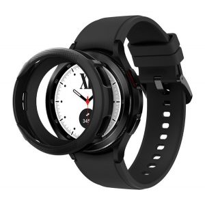 Cadru ceas din silicon SPIGEN LIQUID AIR (rezistenta la socuri) NEGRU Samsung Galaxy Watch 4 Classic 42 mm (SM-R880)