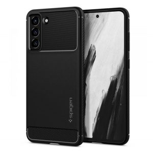 Protector de telefon din silicon SPIGEN RUGGED ARMOR (rezistență medie la impact, colț cu pernă de aer, model carbon) NEGRU Samsung Galaxy S21 FE (SM-G990)