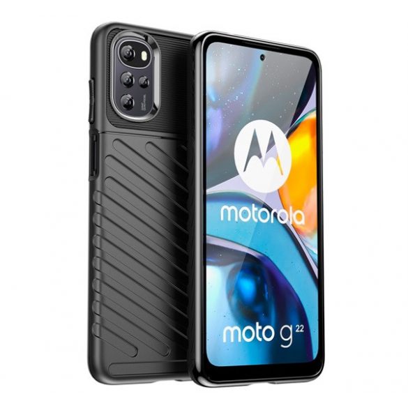 protecțiede telefon din silicon (rezistent la impact mediu, cu dungi, model convex) negru Motorola Moto G22 (XT2231), Motorola Moto E32s (XT2229), Motorola Moto E32 (XT2227)