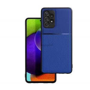 Protecție din plastic pentru telefon (cadru din silicon, rezistență medie la impact, placă metalică încorporată, spate cu efect piele, model în dungi) ALBASTRU ÎNCHIS Samsung Galaxy A33 5G (SM-A336)