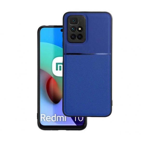 Protectie din plastic pentru telefon (cadru din silicon, rezistenta medie la impact, placa metalica incorporata, spate cu efect piele, model in dungi) ALBASTRU INCHIS Xiaomi Redmi 10 (2021), Xiaomi Redmi 10 (2022)