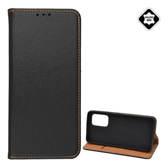 Husă stativă, piele naturală (FLIP, deschidere laterală, desktop) negru Samsung Galaxy A53 (SM-A536) 5G