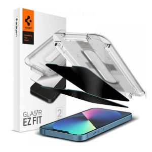 SPIGEN EZ FIT sticla de protectie pentru ecran 2buc (2.5D, rezistenta la zgarieturi, protectie anti-see-through, 0.2mm, 9H) TRANSPARENT Apple iPhone 13, Apple iPhone 13 Pro, Apple iPhone 14