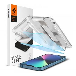 SPIGEN EZ FIT folie sticlă protecție ecran2pcs (2.5D, protecție împotriva luminii albastre, 0.2mm, 9H) pentru Apple iPhone 14, iPhone 13 Pro, iPhone 13