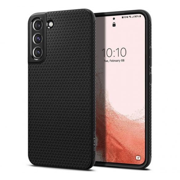 SPIGEN LIQUID AIR Husă silicon pentru telefon (impact mediu rezistent, bubble heel, diamant model) negru Samsung Galaxy S22 5G (SM-S901)