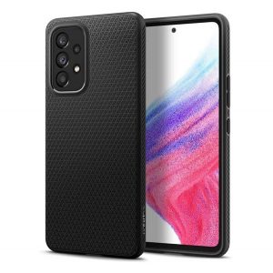 Protectie de telefon din silicon SPIGEN LIQUID AIR (rezistenta medie la impact, colt perna de aer, model romb) NEGRU Samsung Galaxy A53 (SM-A536) 5G