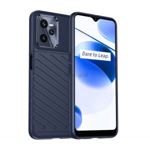 Protector de telefon din silicon (rezistență medie la impact, în dungi, model convex) ALBASTRU ÎNCHIS Realme C35