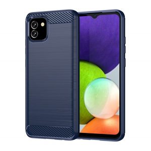 Husă silicon pentru telefon (rezistent la impact mediu, călcâi pernă de aer, periat, model de carbon) CUTTING BLOCK Samsung Galaxy A03 (SM-A035)