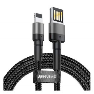 Cablu de date BASEUS CAFULE (USB - lightning, 2.4A, încărcător rapid, 100cm, șiret) NEGRU