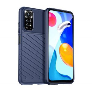 Protector de telefon din silicon (rezistent mediu la impact, cu dungi, model convex) ALBASTRU ÎNCHIS Xiaomi Redmi Note 11 4G (Redmi Note 11S)