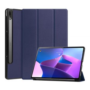 Carcasă în picioare, efect piele (FLIP activ, deschidere laterală, TRIFOLD, suport pentru birou, suport pentru creion) ALBASTRU ÎNCHIS Lenovo Tab P12 Pro (TB-Q706F)