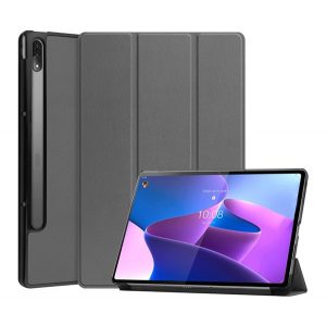 Carcasă în picioare, efect piele (FLIP activ, deschidere laterală, TRIFOLD, suport pentru birou, suport pentru creion) GR ÎNCHIS Lenovo Tab P12 Pro (TB-Q706F)