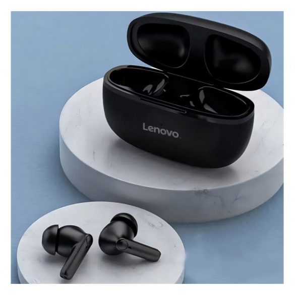 LENOVO HT05 cască bluetooth Stereo (v5.0, TWS, microfon, rezistent la cădere, anulare a zgomotului + încărcător) NEGRU