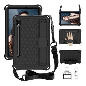 Protector de telefon din silicon Defender (rezistenta la impact, suport, fagure + curea de mana, curea de umar) NEGRU Samsung Galaxy Tab S8 WIFI (SM-X700), Samsung Galaxy Tab S8 LTE (SM-X706)