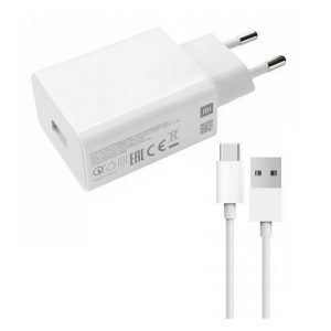 Încărcător XIAOMI priză USB (18W, încărcător rapid + cablu tip C) ALB