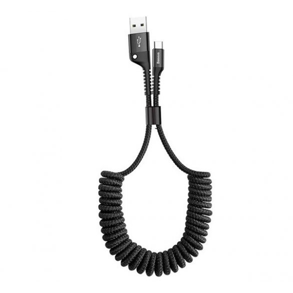 Cablu de date BASEUS (USB - Type-C, 2A, cablu spiralat, 100cm) NEGRU