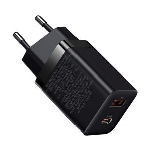 BASEUS SUPER SI PRO încărcător de rețea USB+priză de tip C (30W, încărcător rapid PD 3.0) NEGRU