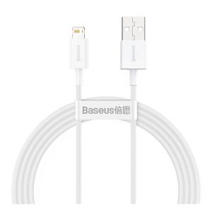 Cablu de date BASEUS SUPERIOR (USB - lightning, 2.4A, încărcător rapid PD, 150cm, anti-rupere) ALB