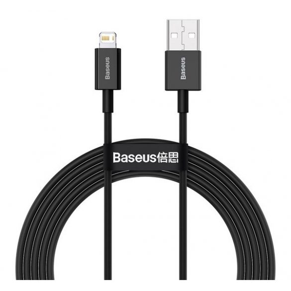 Cablu de date BASEUS SUPERIOR (USB - lightning, 2.4A, încărcător rapid PD, 200cm, anti-rupere) NEGRU Apple iPhone 14 Pro, iPhone 14 Plus, iPhone 14