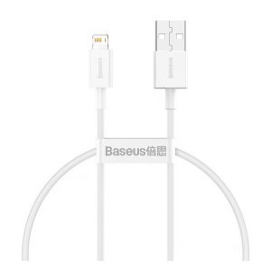 Cablu de date BASEUS SUPERIOR (USB - lightning, 2.4A, încărcător rapid PD, 25cm, anti-rupere) ALB