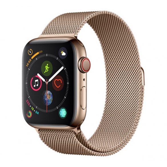 Curea de schimb DEVIA ELEGANT (dimensiune personalizată, mică, metalică, curea Milan, magnetică) GOLD Apple Watch Series 1 38mm, Apple Watch Series 2 38mm, Apple Watch Series 3 38mm, Apple Watch Series 4 40mm, Apple Watch Series 5 40mm