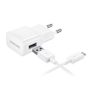 Încărcător de rețea SAMSUNG cu mufă USB (15W, încărcător rapid + ECB-DU4EWE microUSB, cablu 150cm) ALB