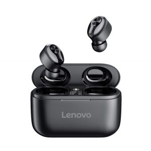 Căști bluetooth LENOVO HT18 STEREO (v5.0, TWS, microfon, filtru de zgomot + carcasă de încărcare) NEGRU