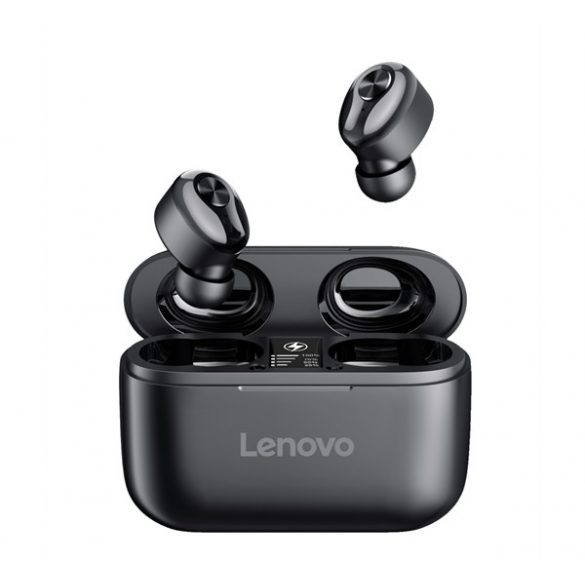 Căști bluetooth LENOVO HT18 STEREO (v5.0, TWS, microfon, filtru de zgomot + carcasă de încărcare) NEGRU