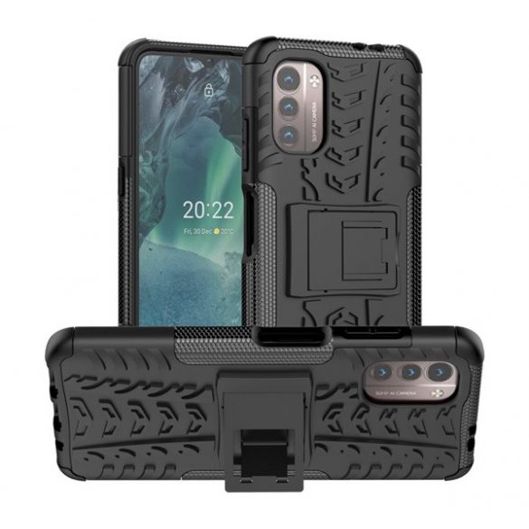 Protecție din plastic pentru telefon Defender (rezistență medie la impact, interior din silicon, model anvelope auto) negru Nokia G11, Nokia G21