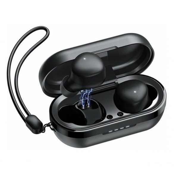 Căști bluetooth JOYROOM PRO STEREO (v5.1, TWS, rezistente la cădere, microfon, amplificator de bas + carcasă de încărcare) NEGRU