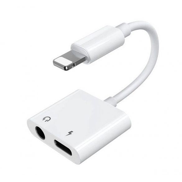 Adaptor audio JOYROOM S-Y104 și cablu de încărcare (distribuitor, lightning + mufa jack de 3,5 mm - lightning) ALB Apple iPhone 14 Pro, iPhone 14 Plus, iPhone 14