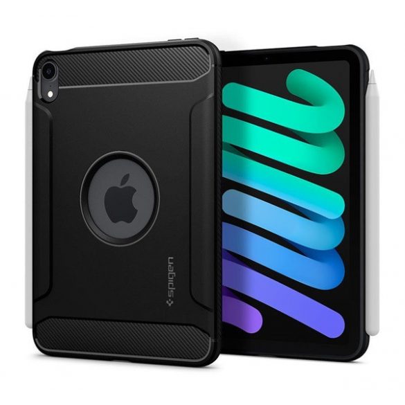 Protectie de telefon din silicon SPIGEN RUGGED ARMOR (rezistenta la impact, colt cu perna de aer, model de carbon, decupaj logo) NEGRU Apple IPAD mini 6 (2021)