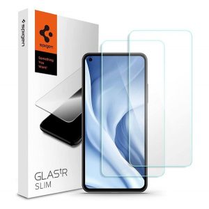 SPIGEN SLIM sticla de protectie pentru ecran 2buc (2.5D, foarte rezistent la zgarieturi, prietenos cu carcasa, ultra-subtire, 0.2mm, 9H) TRANSPARENT Xiaomi Mi 11 Lite 4G, Xiaomi 11 Lite 5G NE, Xiaomi Mi 11 Lite 5G