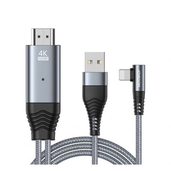 Cablu de date JOYROOM (HDMI - conector fulger/USB, încărcare, calitate 4K, 60 Hz, 300cm) GRI