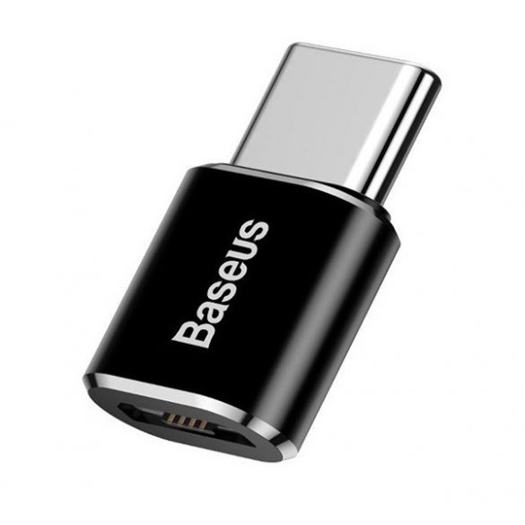 Adaptor BASEUS (mufă microUSB - Type-C, OTG, transfer de date și încărcare) NEGRU